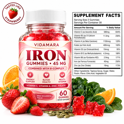 Vidamara Iron Gummies supplement facts panel
