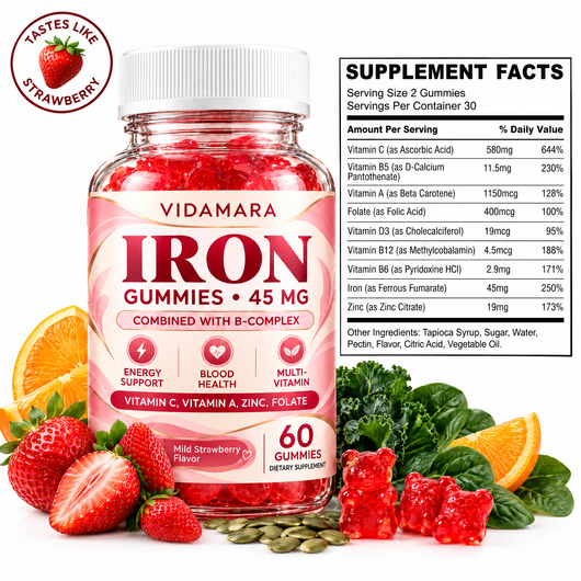 Vidamara Iron Gummies supplement facts panel